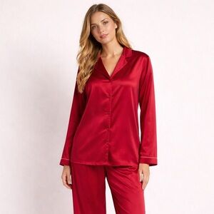 Intimissimi 100% Silk Satin Pajama Set – Red | Palazzo Pants & Jacket | NWT